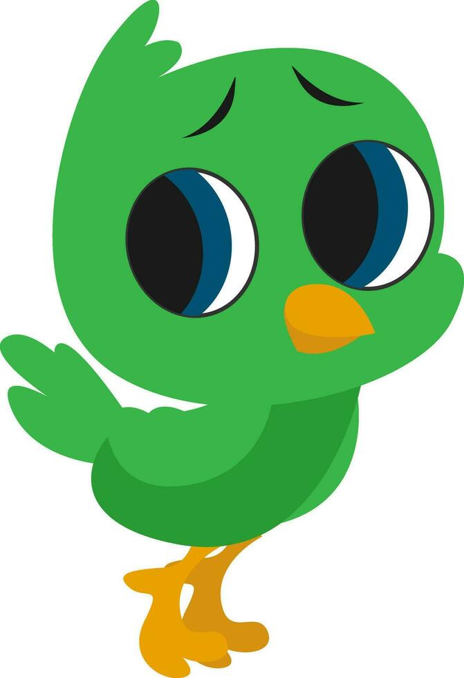 Small green bird, illustration, vector on white background.