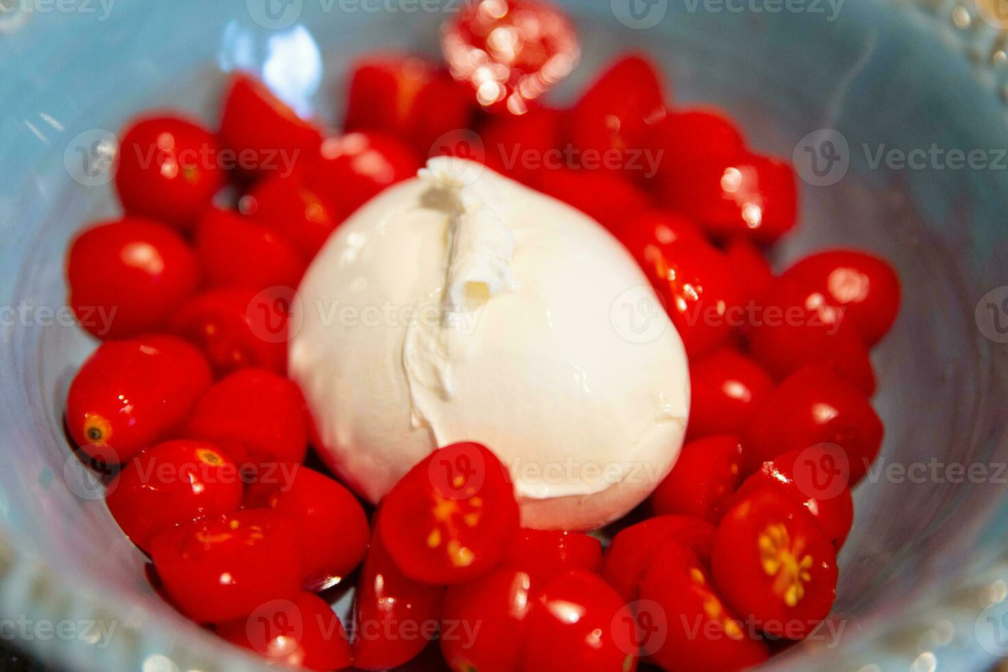 Fresh burrata with tomatoes photo