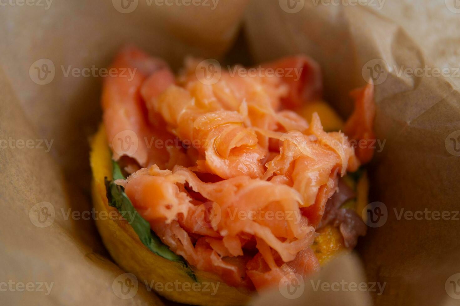 Smoked salmon on brioche photo