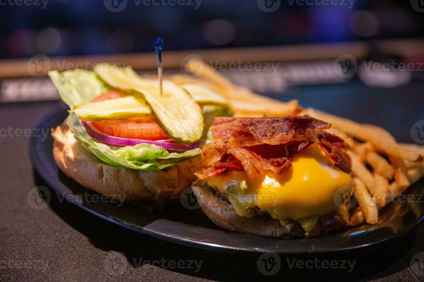 Crispy bacon cheeseburger photo