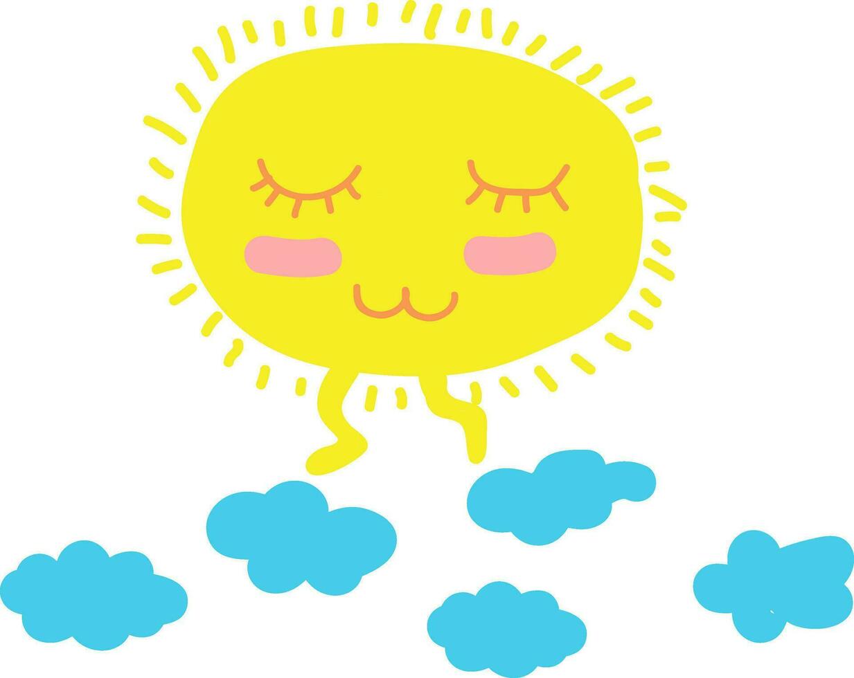 A sun and clouds vector or color illustration