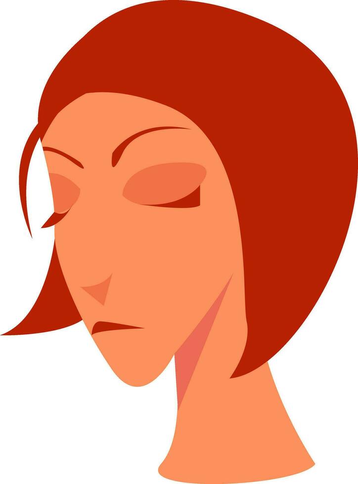 A gloomy looking woman vector or color illustration