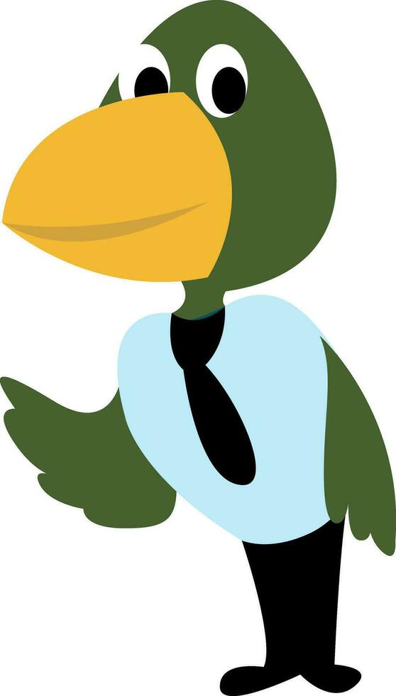 Bird in shirt, illustration, vector on white background.