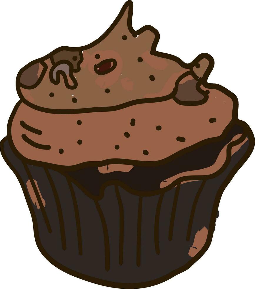 Chocolate cake, illustration, vector on white background.