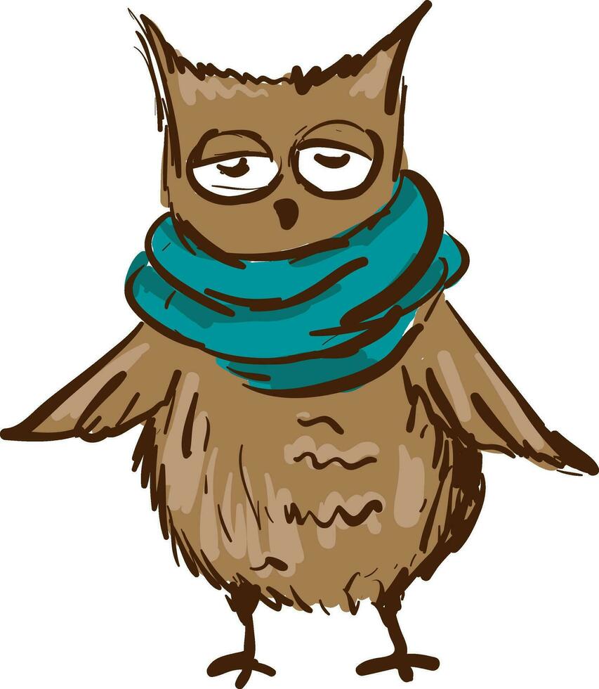 A blue owl vector or color illustration