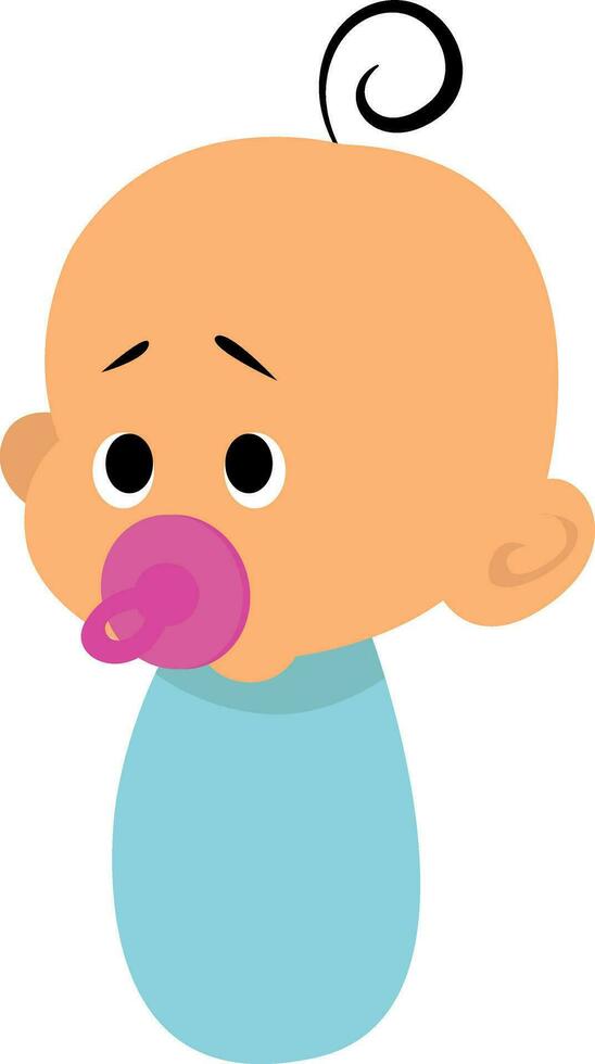 Baby with purple nipple, illustration, vector on white background.