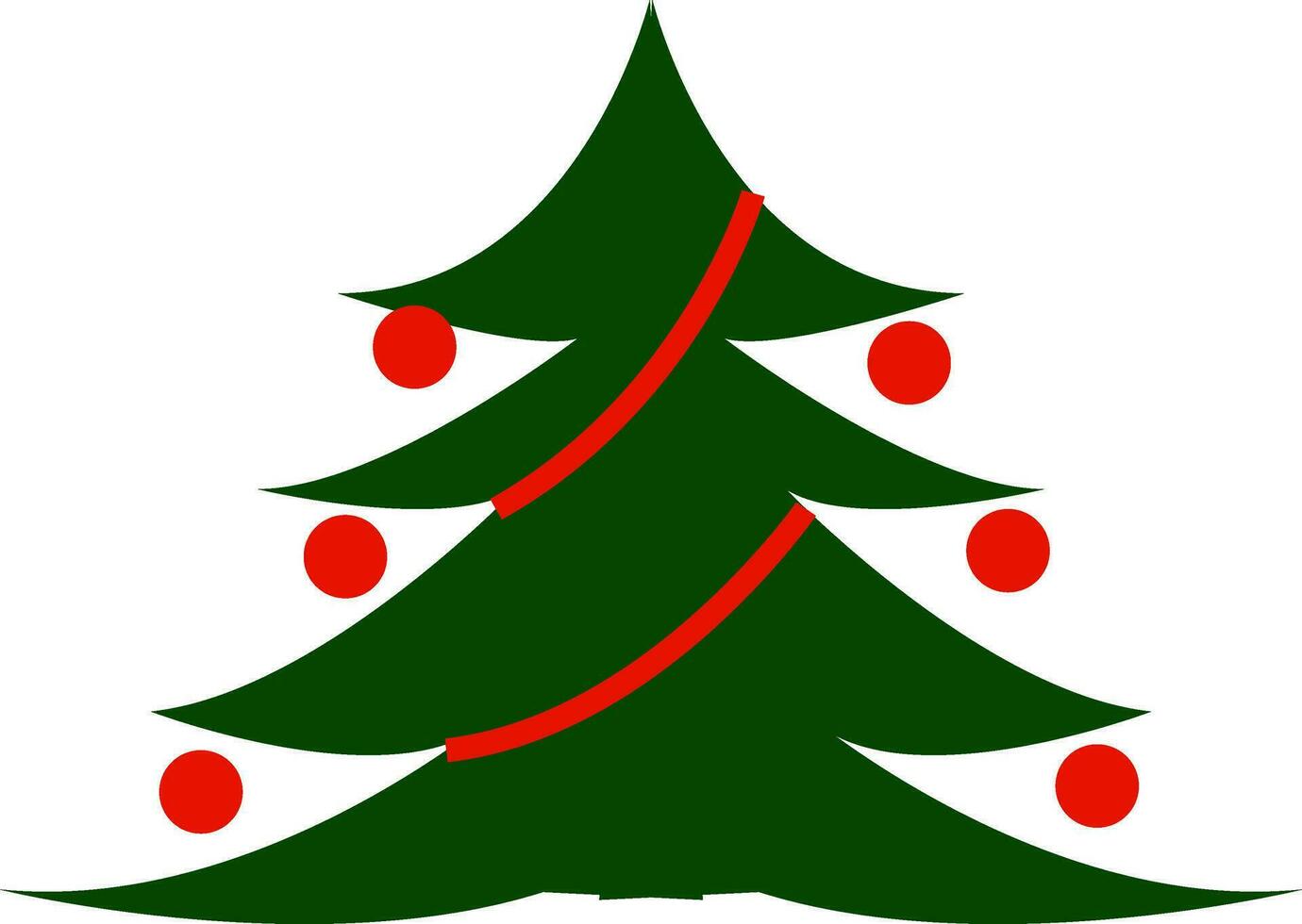 A chirstmas tree decorated vector or color illustration