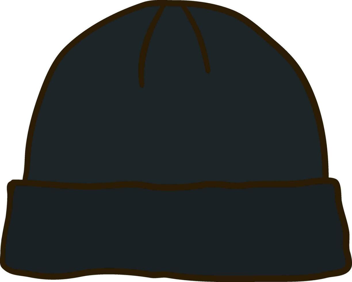 Black winter hat, illustration, vector on white background.