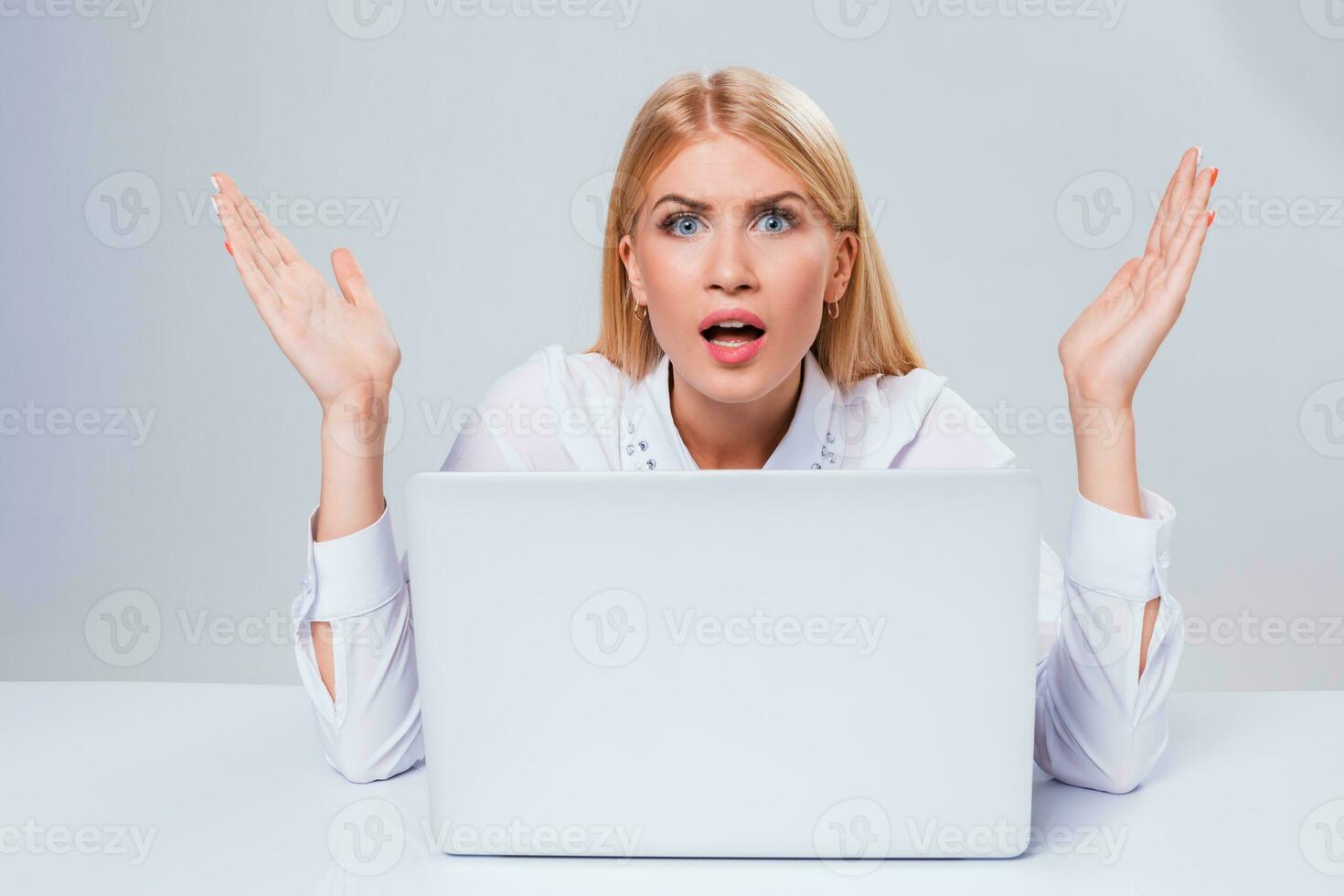 Young businesswoman working at laptop computer. photo