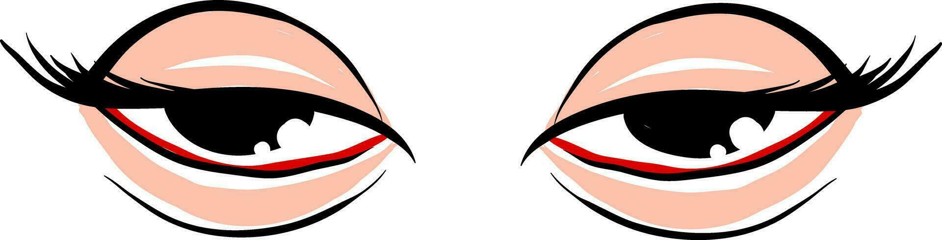 Tired eyes, illustration, vector on white background.