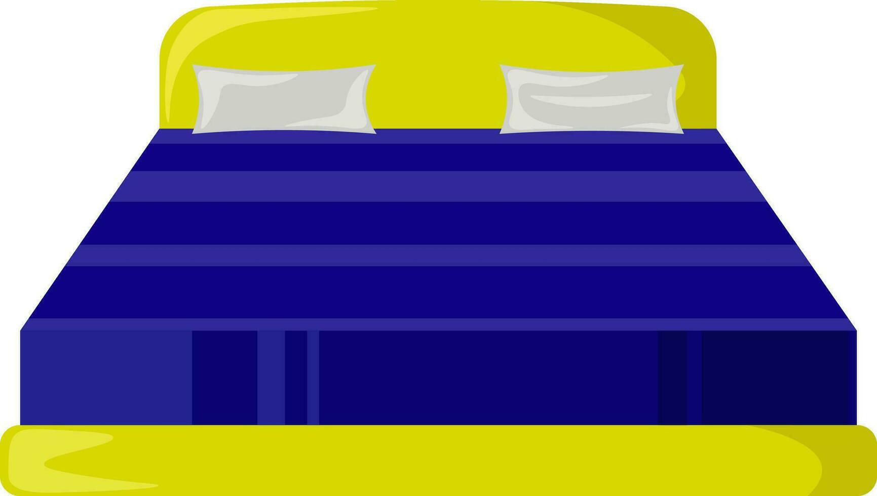 Blue big bed, illustration, vector on white background.