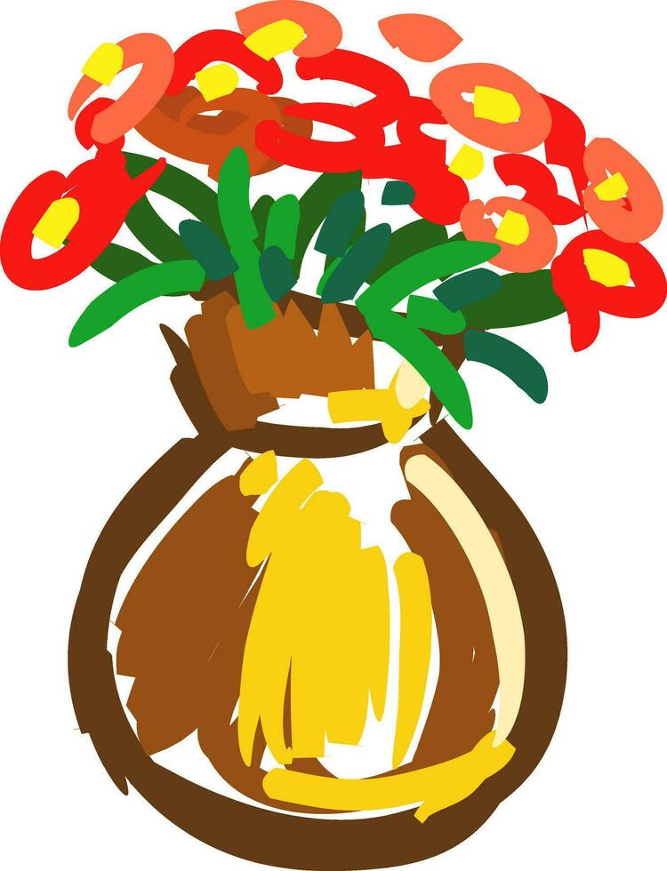un marrón flor florero vector o color ilustración