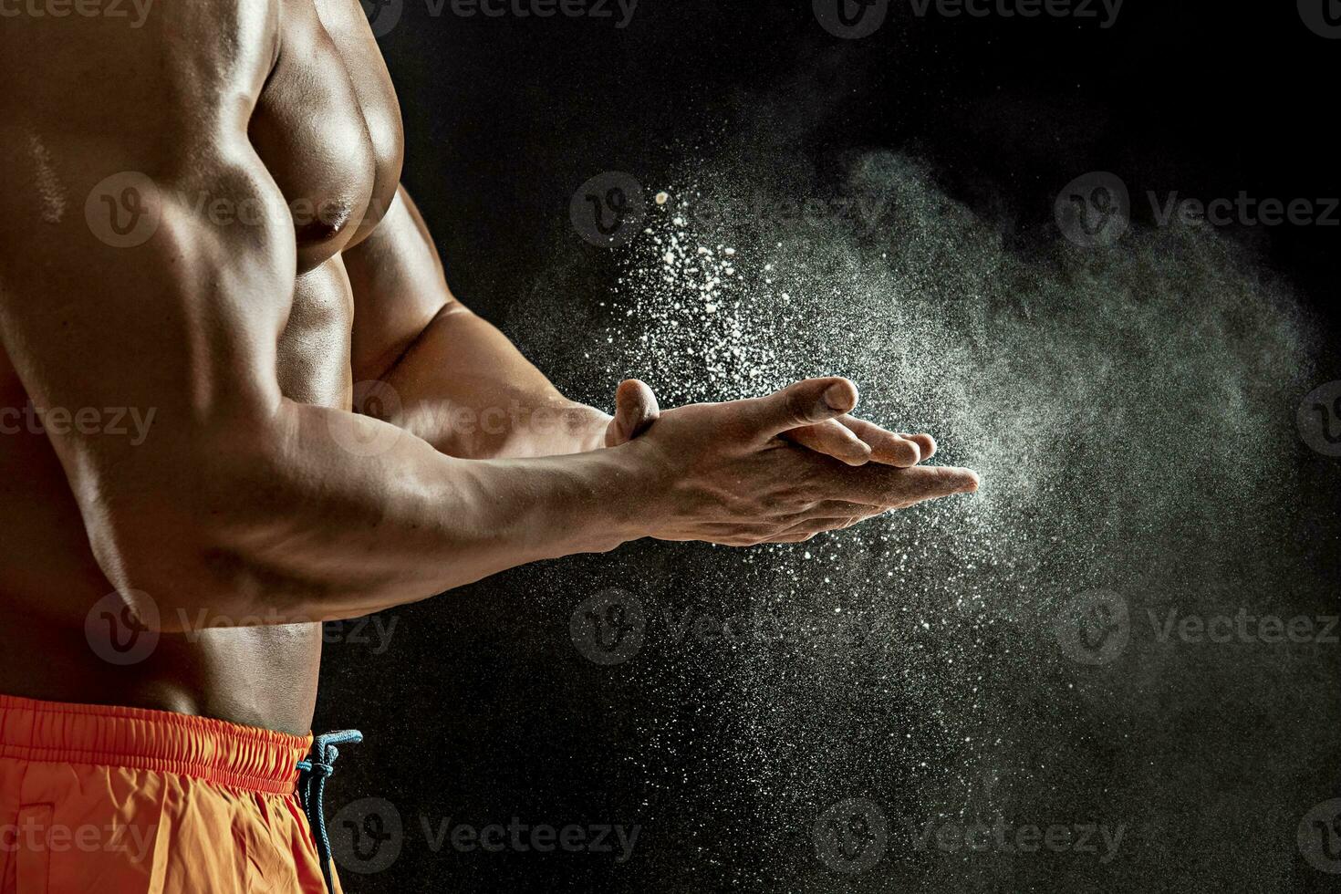 Preparing hands for lifting weights photo