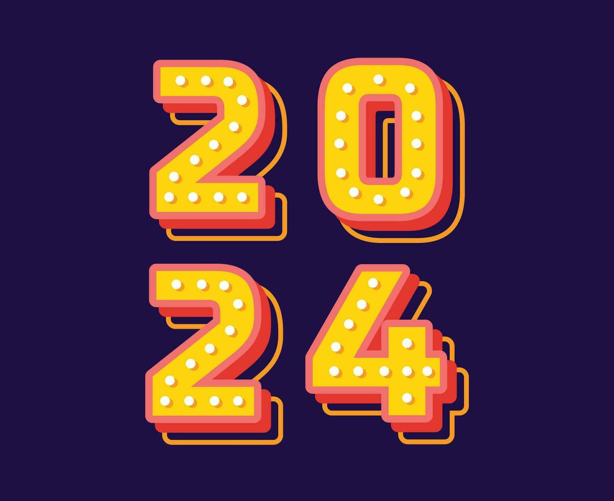 2024 contento nuevo año resumen amarillo y rosado gráfico diseño fiesta vector logo símbolo ilustración con azul antecedentes