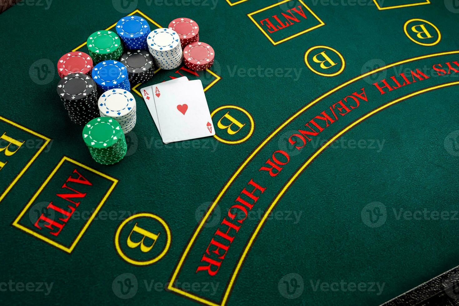 Poker play. Chips and cards photo