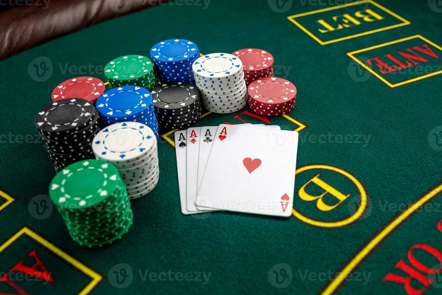 Poker play. Chips and cards photo