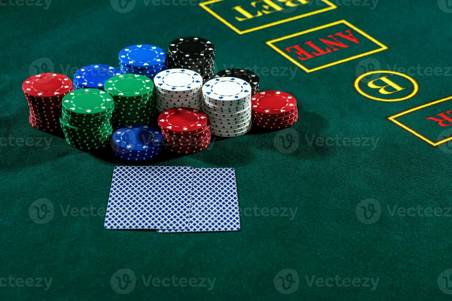 Poker play. Chips and cards photo