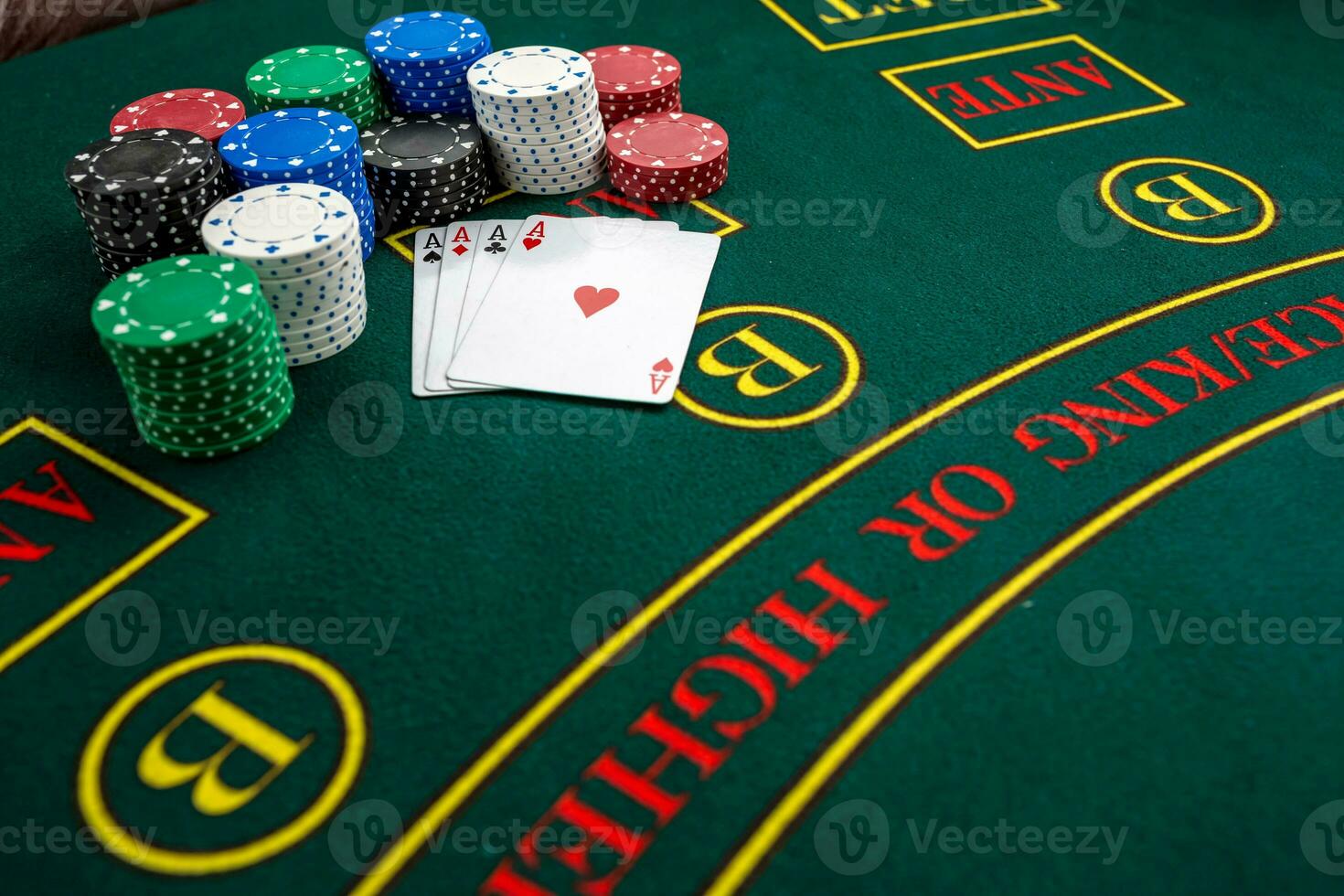 Poker play. Chips and cards photo