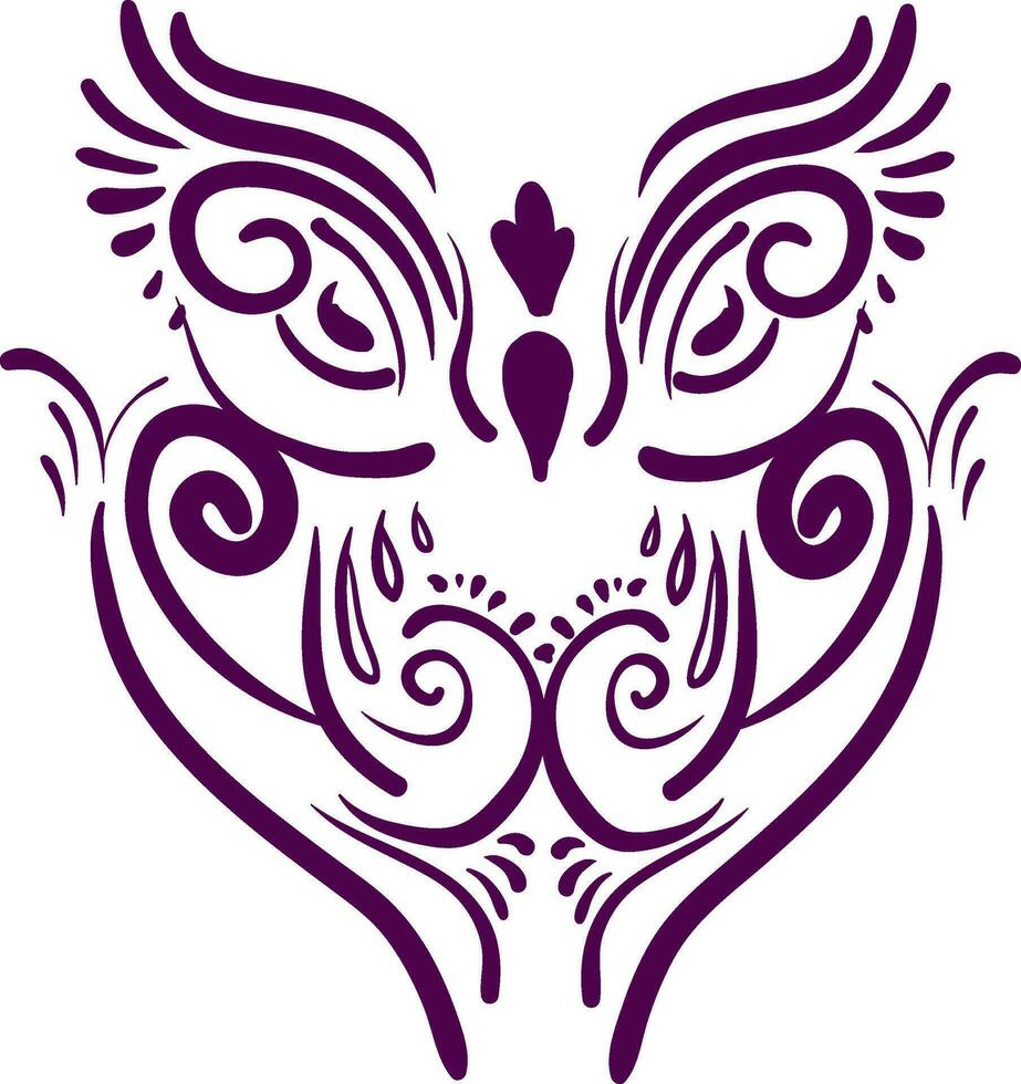 púrpura búho vector o color ilustración