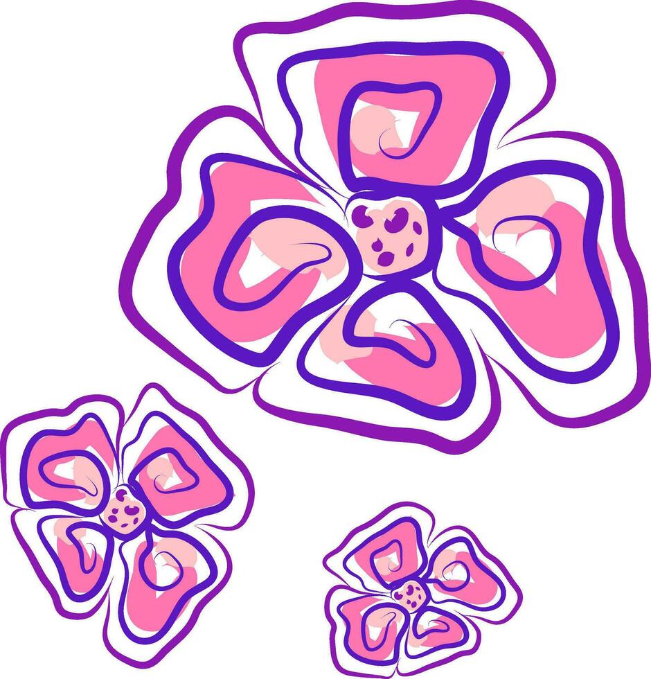 Three flowers vector or color illustration