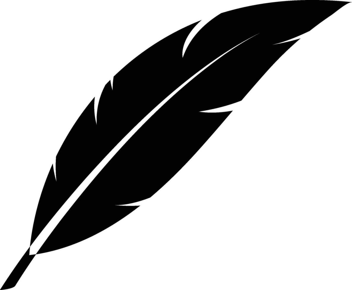 Simple Writing Feather Black Icon vector
