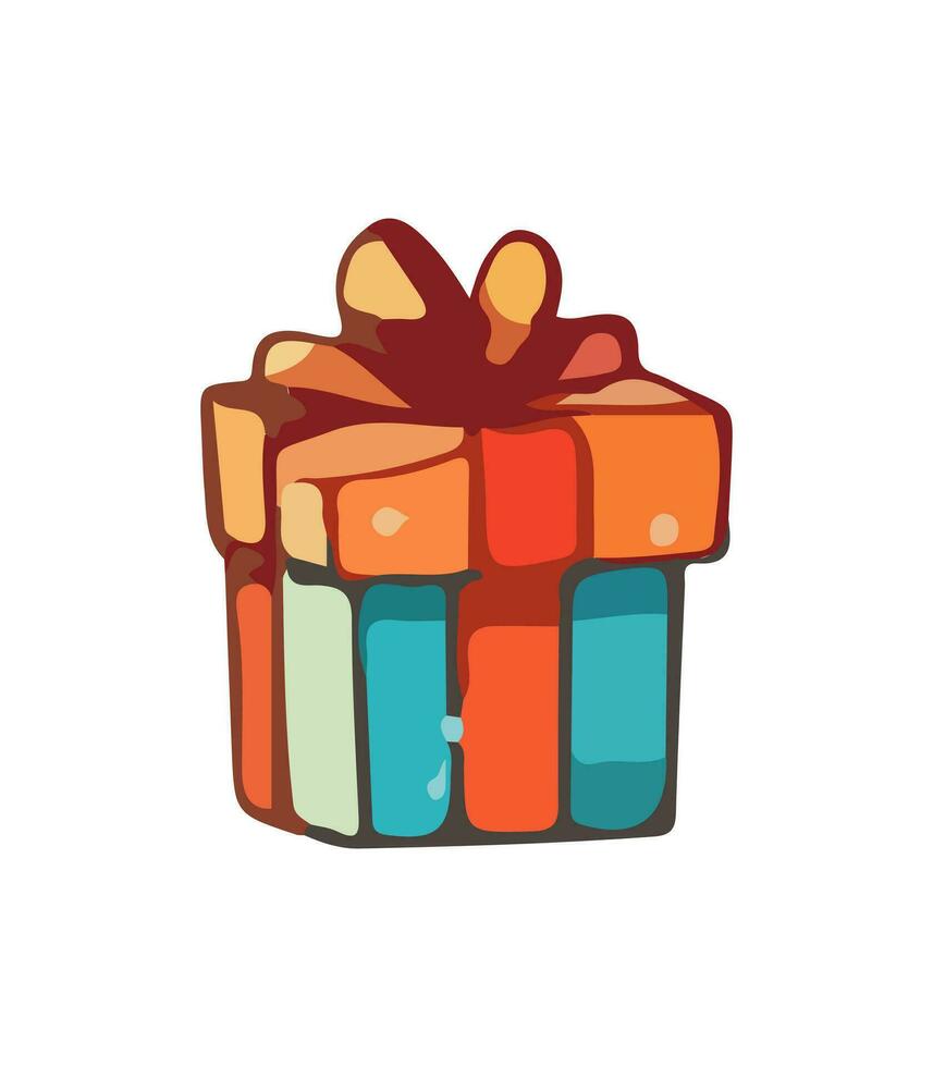 AI generated Gift vector illustration. Christmas New Year decoration box. Drawn in cartoon watercolor style isolated on a white background.