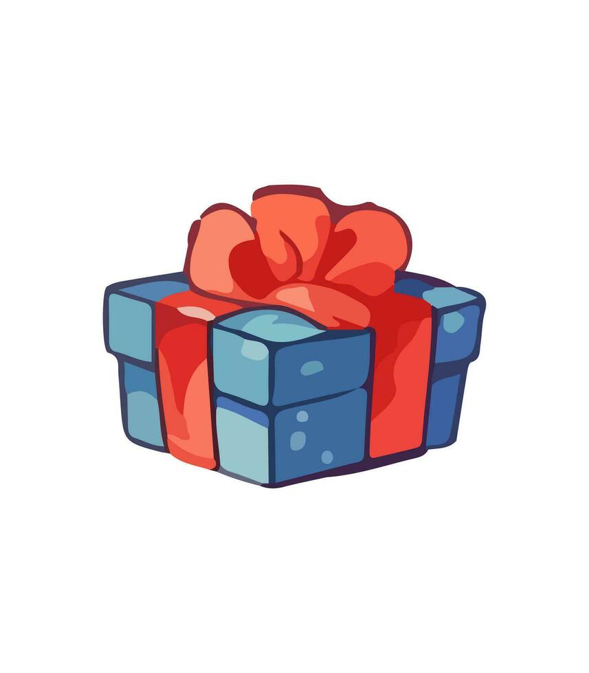 AI generated Gift vector illustration. Christmas New Year decoration box. Drawn in cartoon watercolor style isolated on a white background.