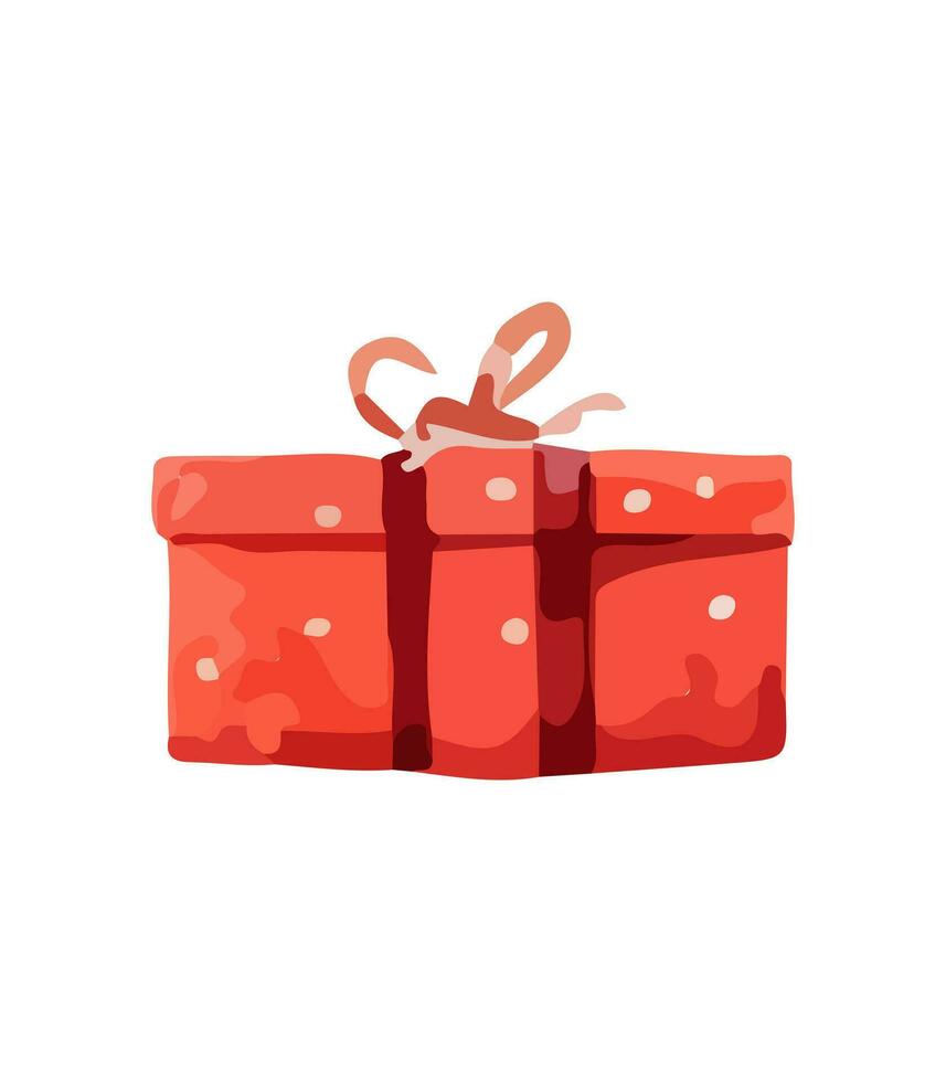 AI generated Gift vector illustration. Christmas New Year decoration box. Drawn in cartoon watercolor style isolated on a white background.