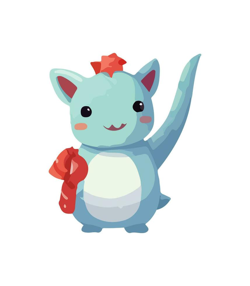 AI generated Vector cute Christmas dragon. Symbol of the New Year. Dinosaur illustration in watercolor style