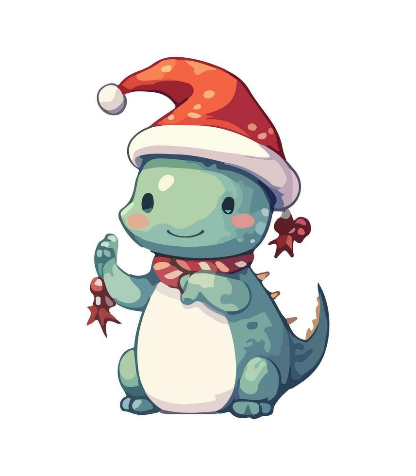 ai generado vector linda Navidad continuar. símbolo de el nuevo año. dinosaurio ilustración en acuarela estilo