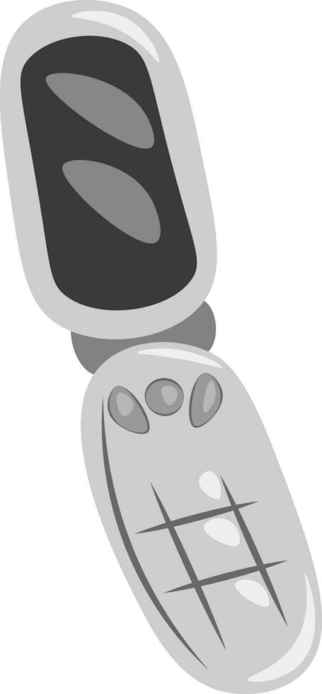 A grey flip phone vector or color illustration