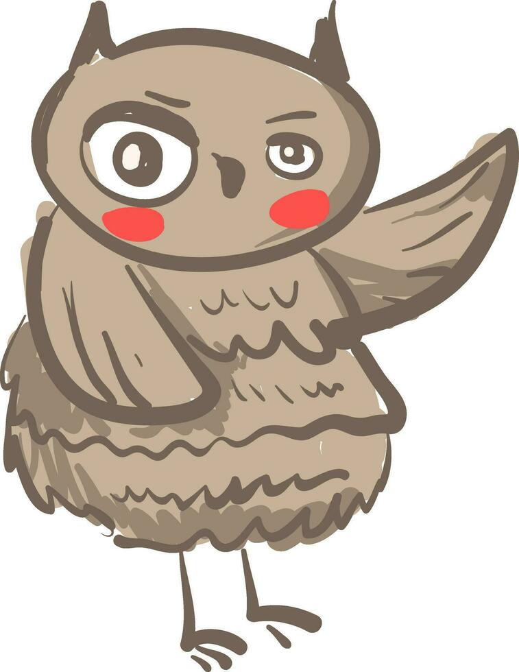 An owl with uneven eyes vector or color illustration
