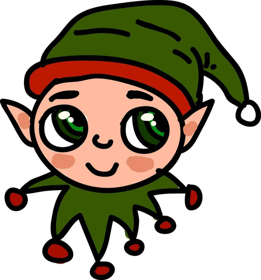 un duende con agudo orejas vector o color ilustración