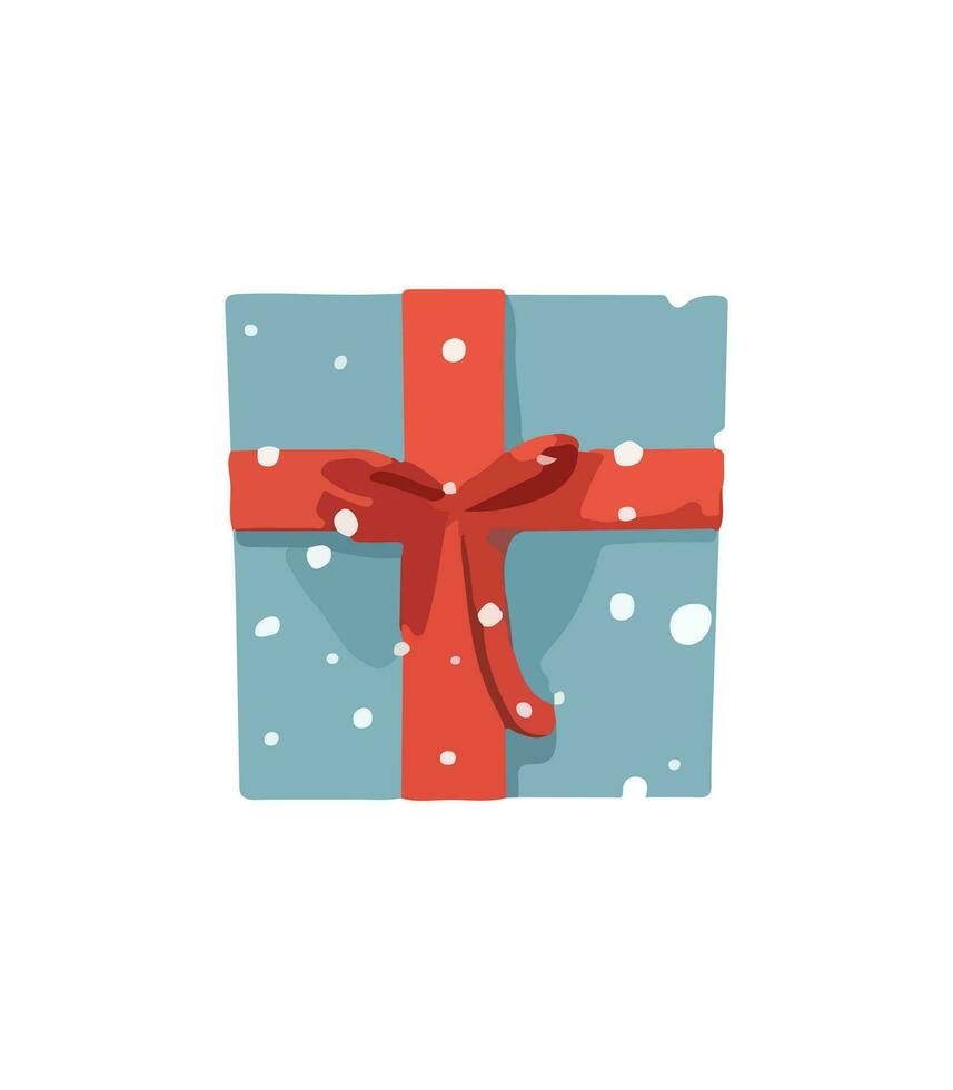 AI generated Gift vector illustration. Christmas New Year decoration box. Drawn in cartoon watercolor style.