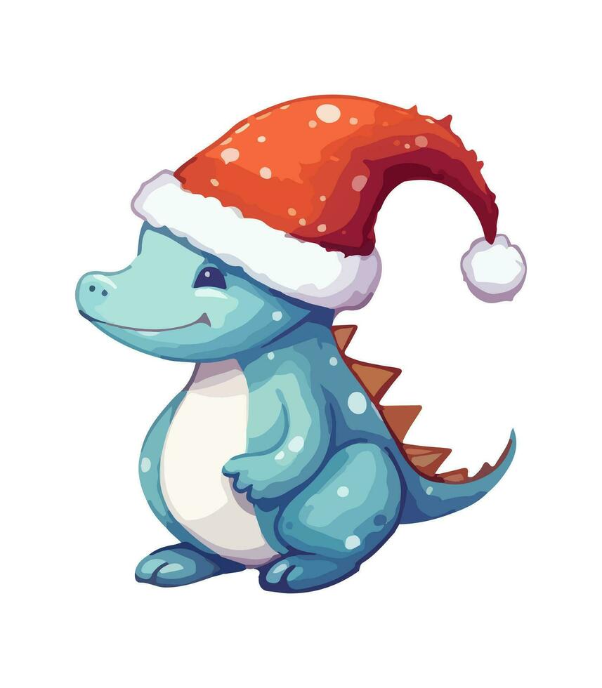 AI generated Vector cute Christmas dragon. Symbol of the New Year.