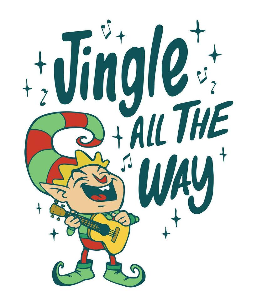 jingle todo el camino camiseta vector