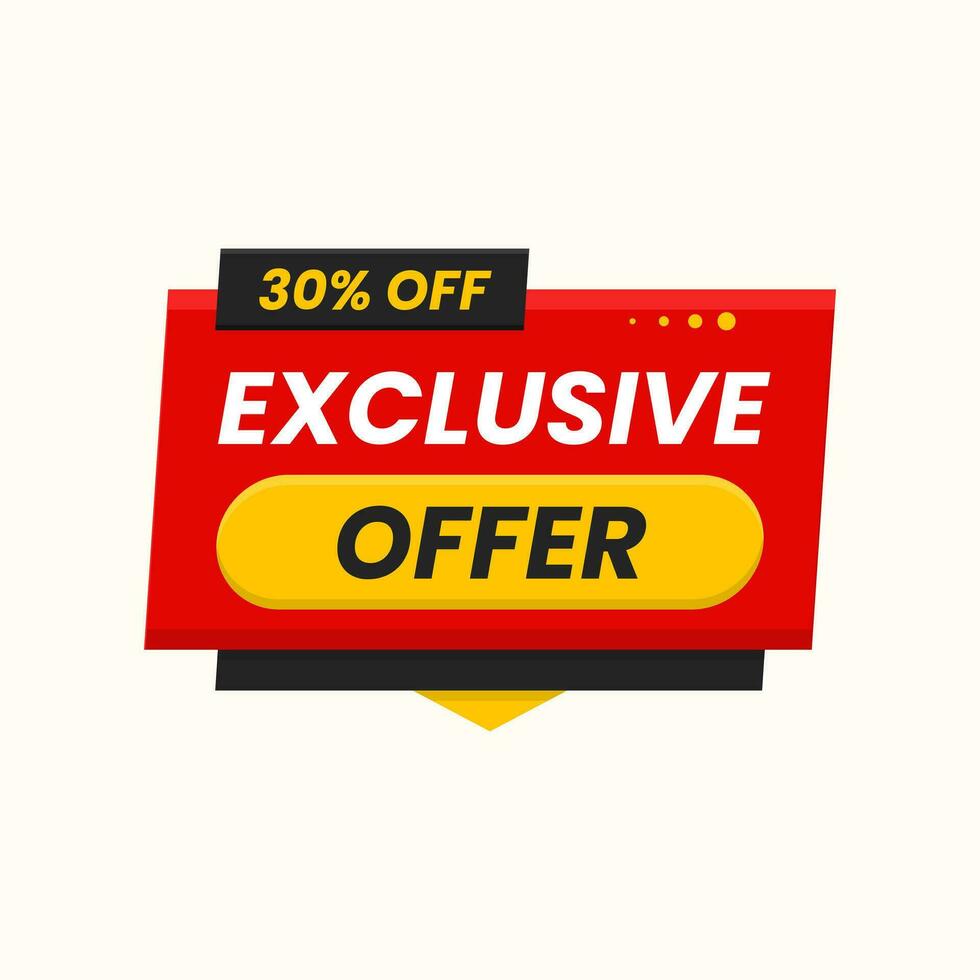 exclusive offer up to 30 percent off sale banner design vector