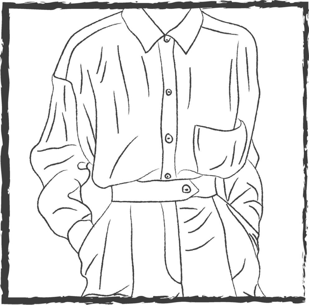 A shirt tucked in vector or color illustration