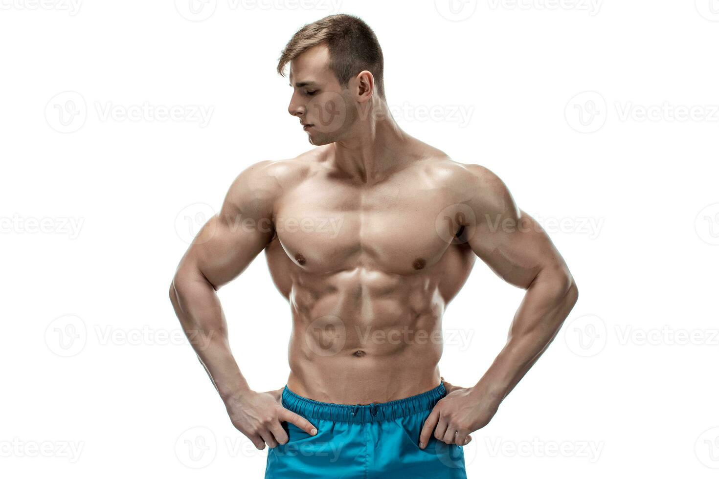 Image of muscle man posing in studio photo