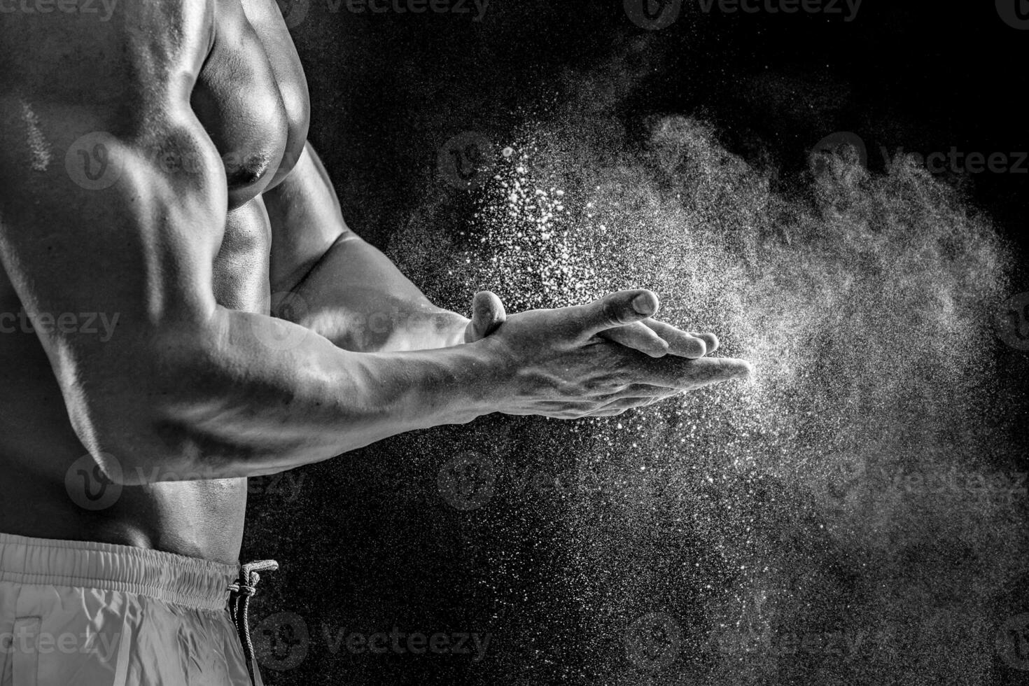 Preparing hands for lifting weights photo