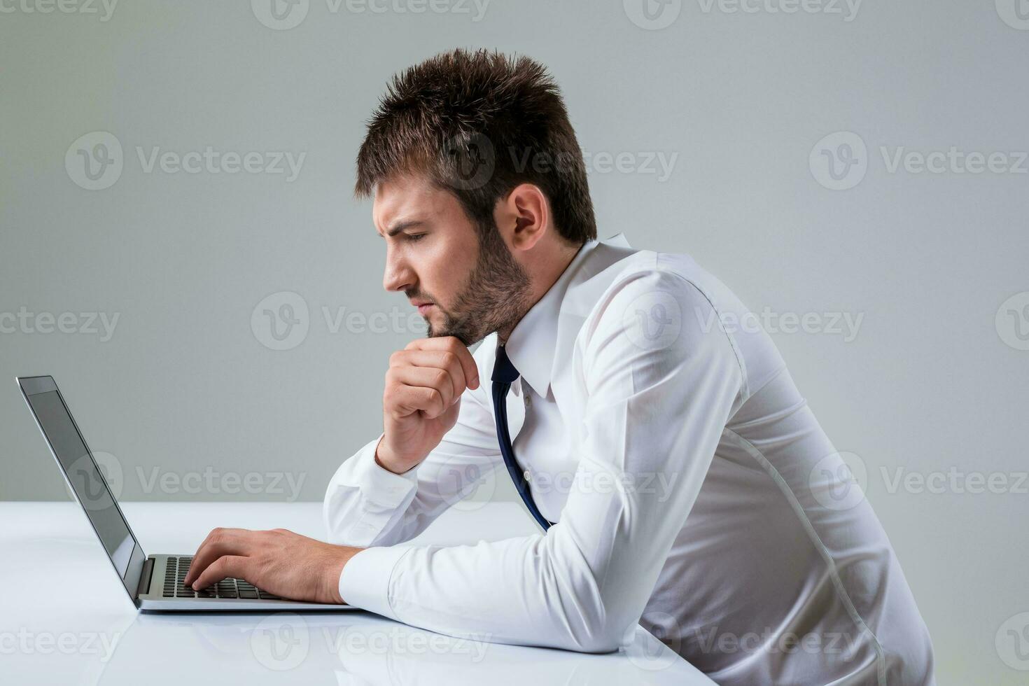 emotional man and laptop photo