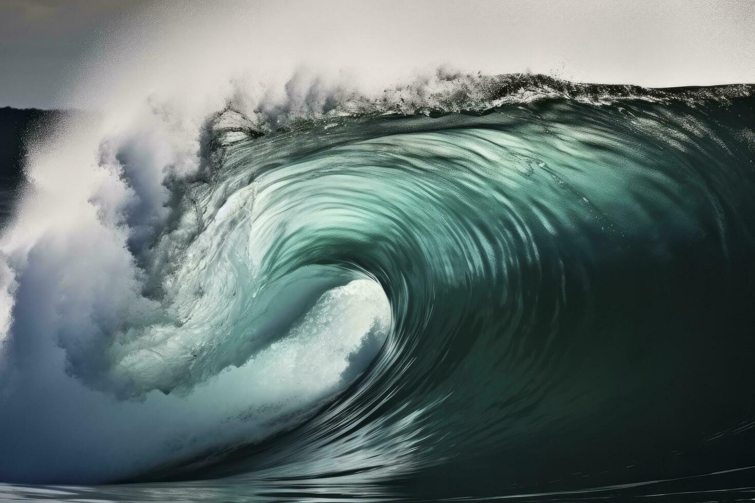 AI generated Extreme close up of thrashing emerald ocean waves. AI Generated photo