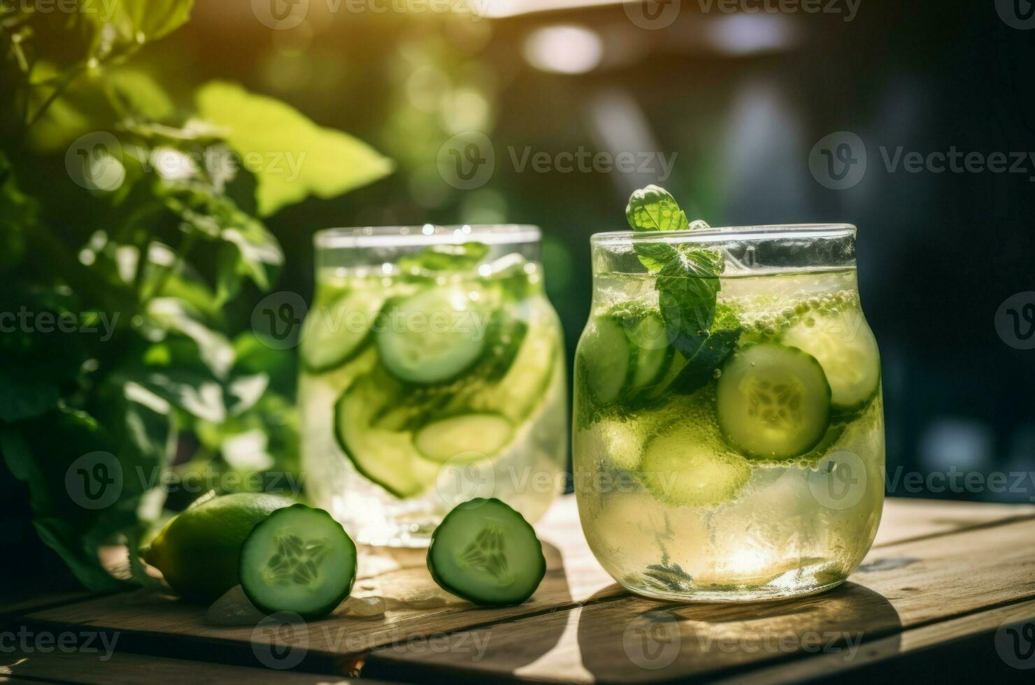AI generated Basil cucumber drink. Generate AI photo