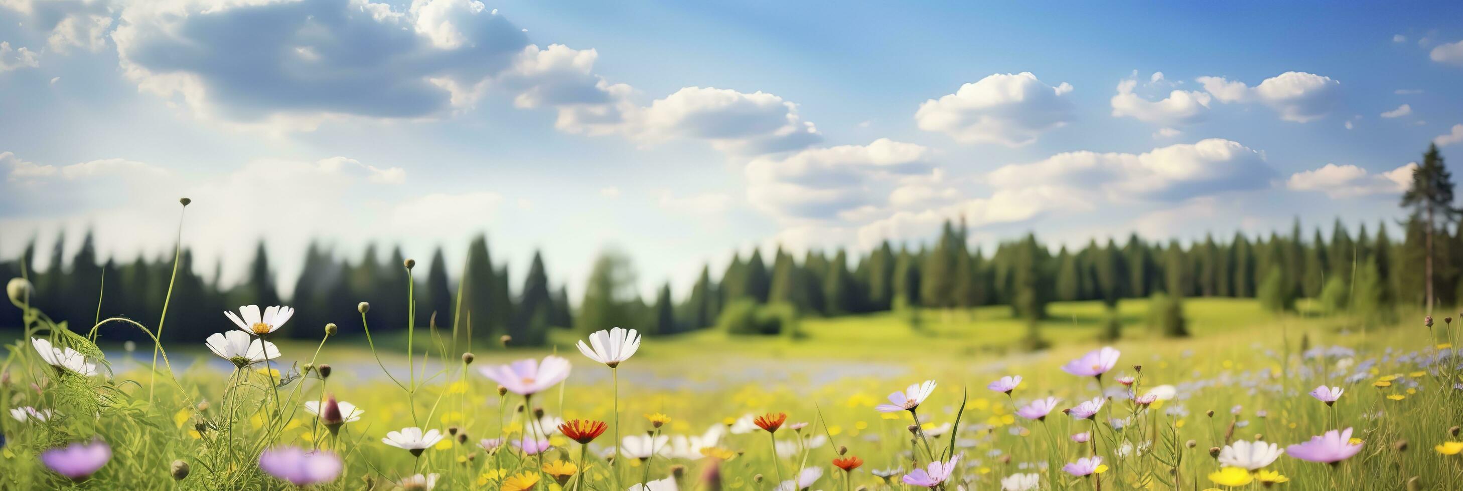 AI generated Idyllic Meadow on summer. AI Generated photo