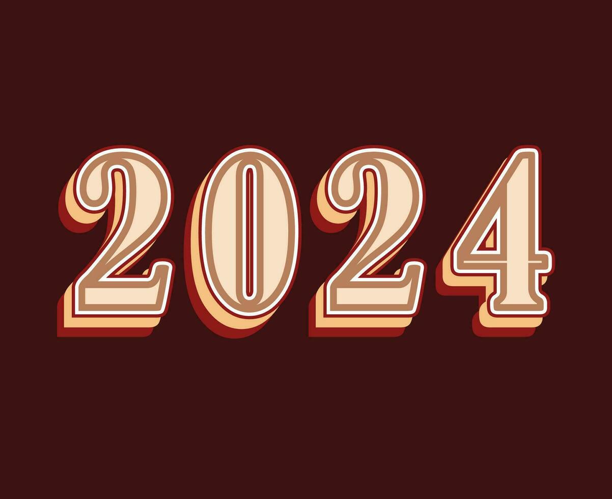 2024 Happy New Year Abstract Brown Graphic Design Vector Logo Symbol Illustration With Maroon Background