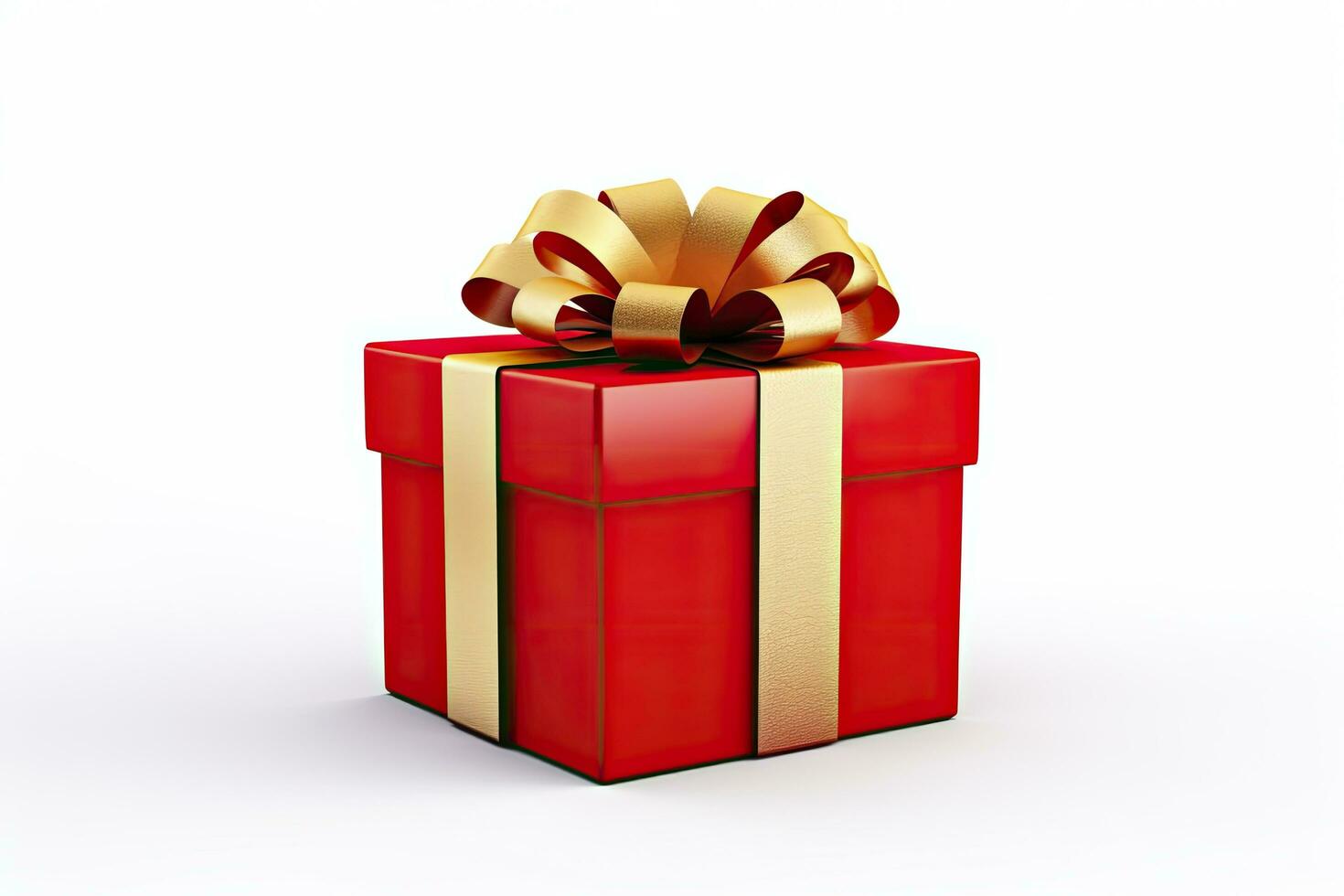 AI generated Gift box with red ribbon isolated on white background. AI Generated photo