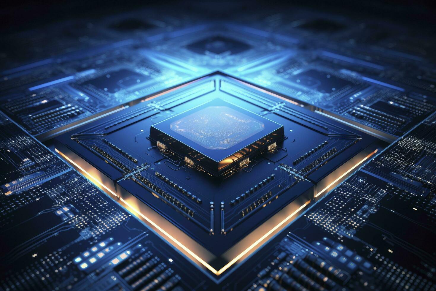 AI generated Futuristic central processor unit. Powerful Quantum CPU motherboard. AI Generated photo