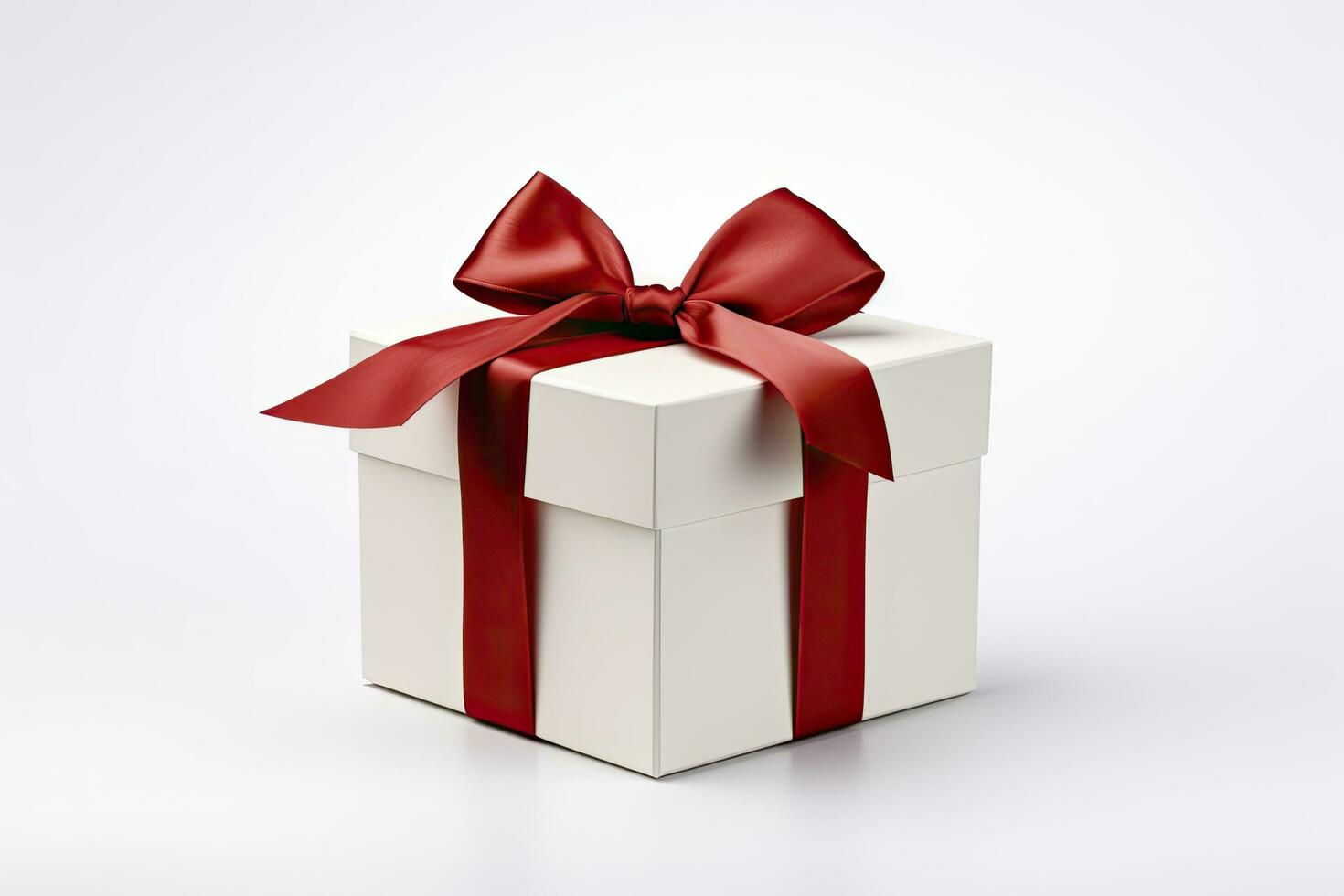 AI generated Gift box with red ribbon isolated on white background. AI Generated photo