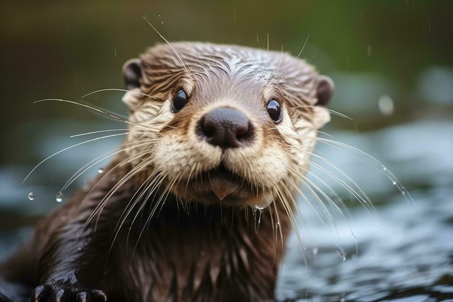 AI generated Otter in the water. photo