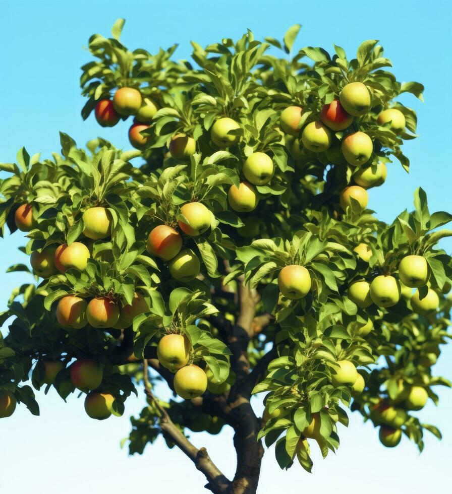 AI generated A beautiful green apple tree. AI Generated photo